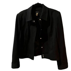 Grace Dane Lewis Women's Black Cropped Jacket Size 12 Casual Button-Up